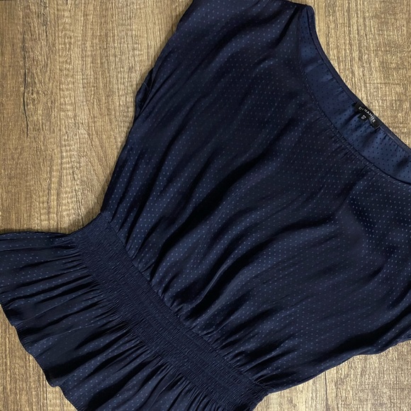 Dynamite Blue Polka Dot Casual Work Top - Picture 3 of 4